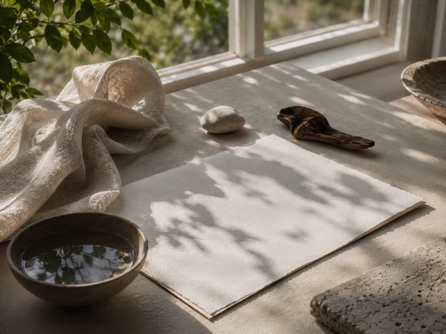Quiet editorial still life with window light for choosing perfume by feeling